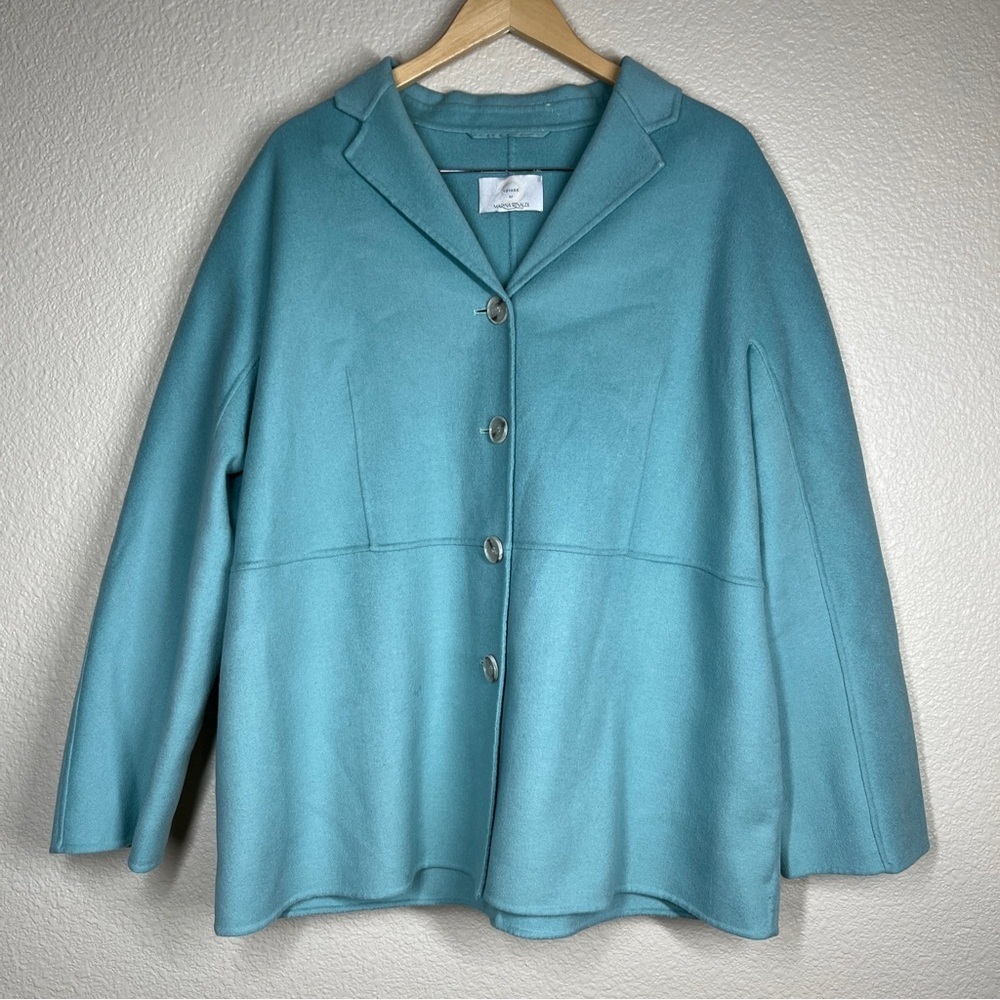 Marina Rinaldi Light Teal Wool Pea Coat